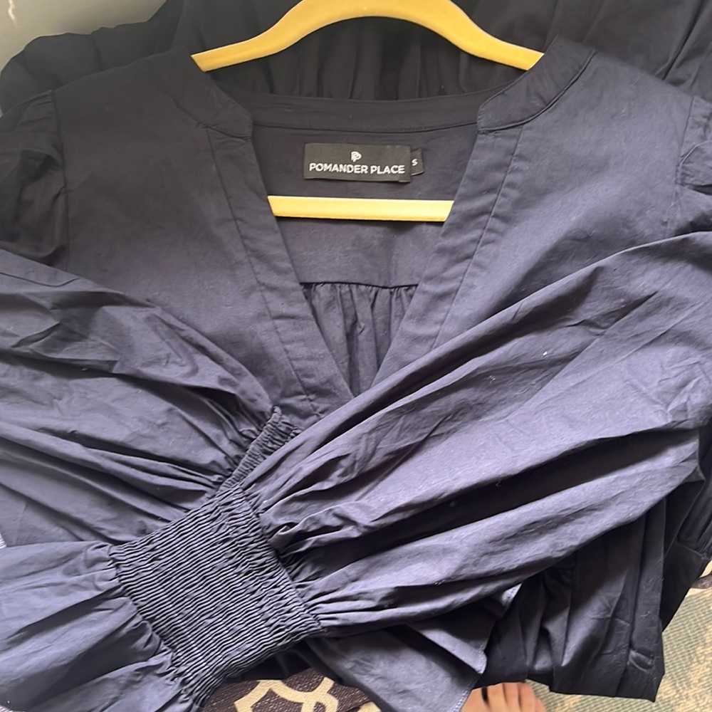 Never worn (but removed tags) Navy cotton Kenzo poplin dress, Tuckernuck, small